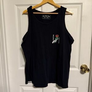 Men's Black Tank Top with Rose Design